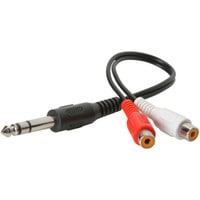 Parts Express 1/4" Stereo Plug To 2 RCA Female Adapter Cable 6"